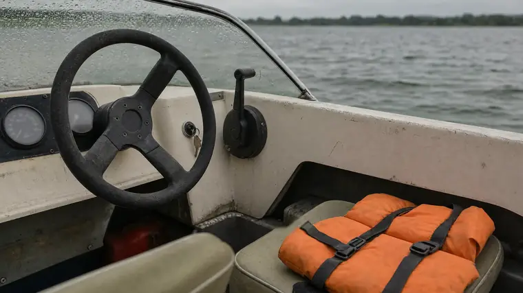 Startklares Cockpit eines Sportbootes mit Rettungsweste als Sinnbild für die Bootsführerschein Voraussetzungen