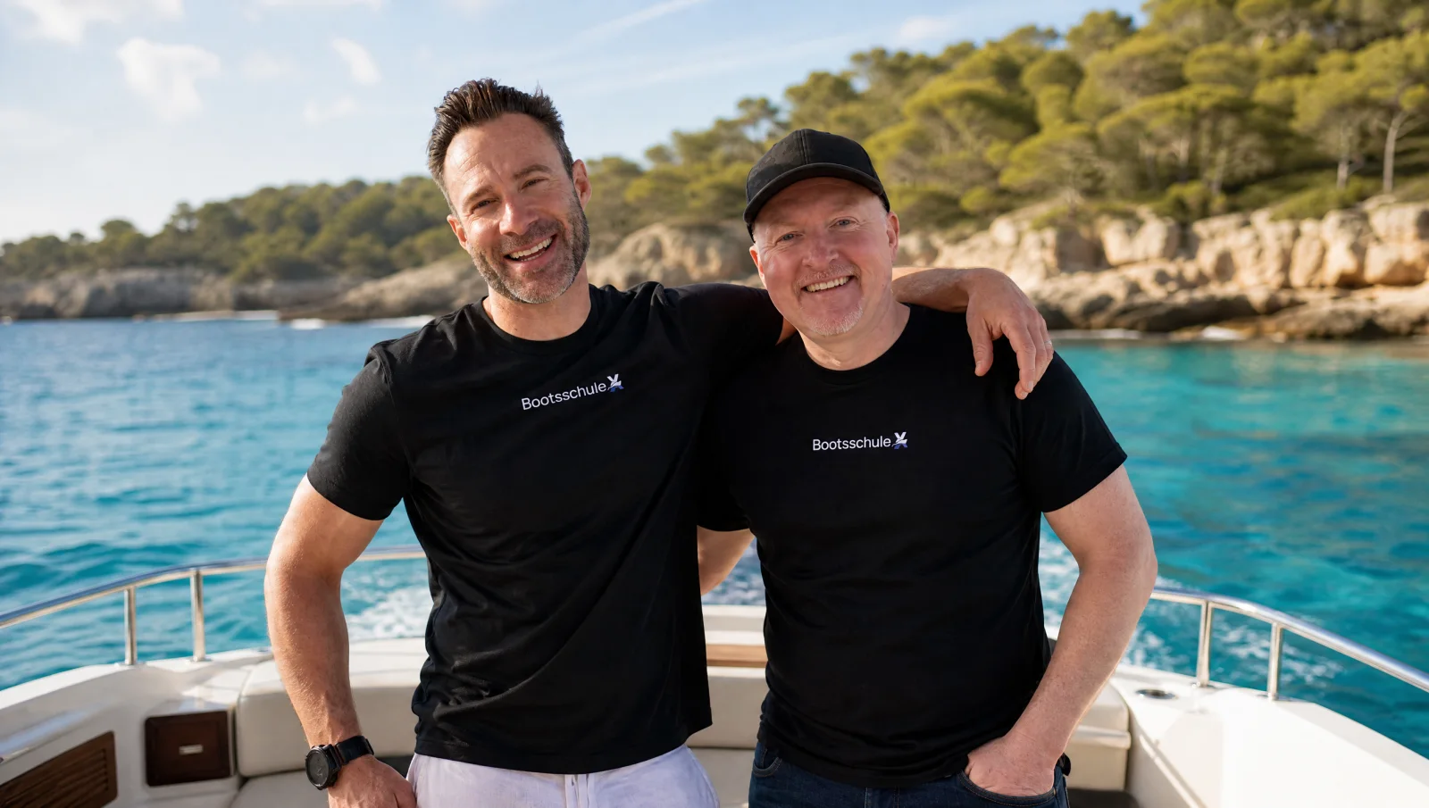 OttoBulletProof und Joey Kelly auf einem Boot vor Mallorca