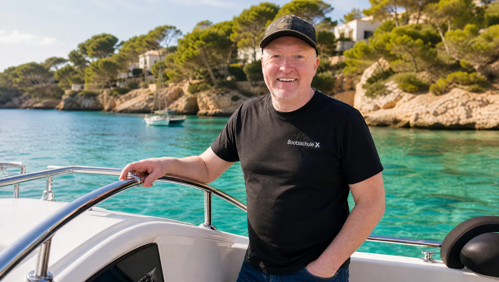 Joey Kelly auf einem Boot vor Mallorca