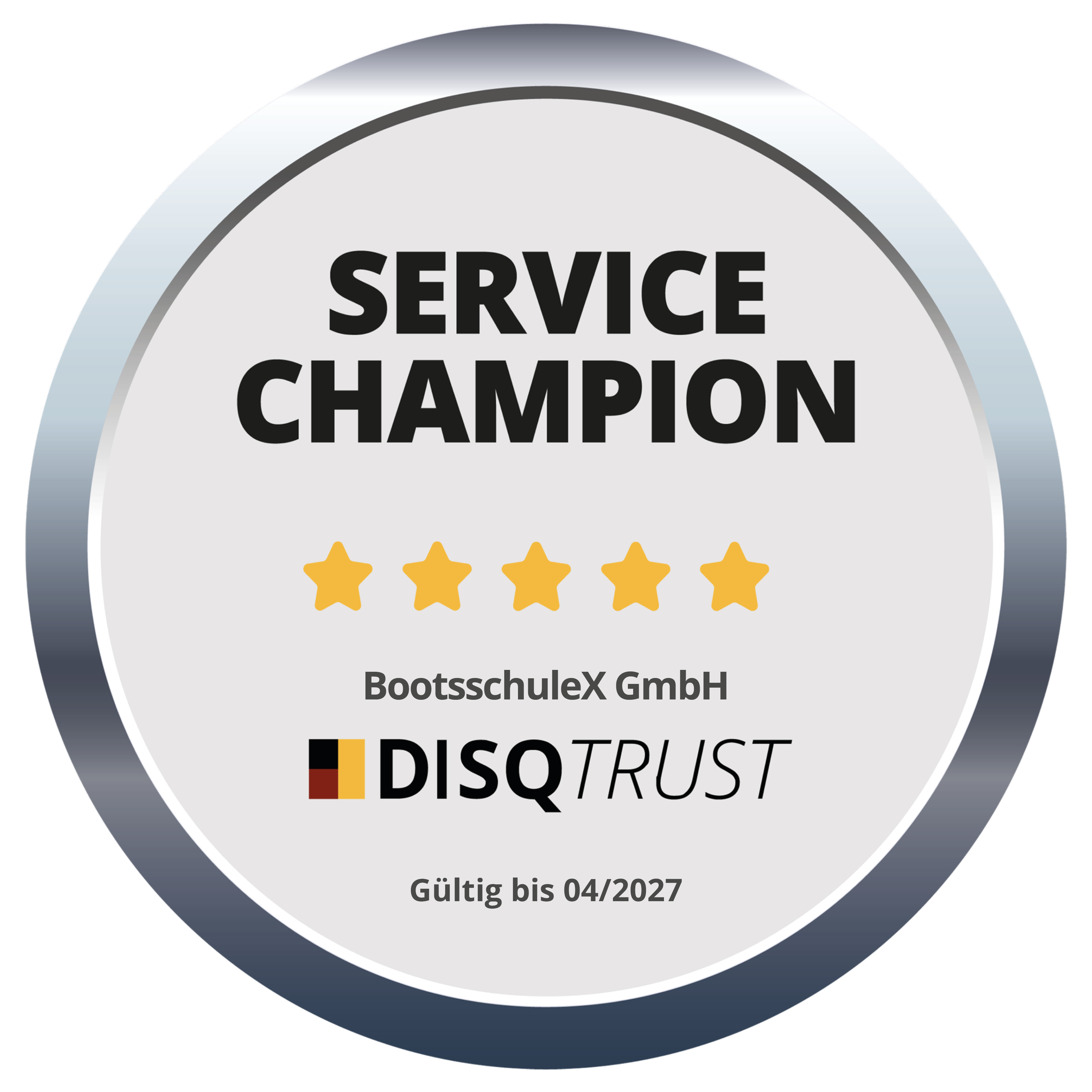 Service Champion 2026 – BootsschuleX GmbH – DISQTrust